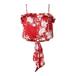 Johanna Ortiz x H&M Tie-Hem Satin Red Blouse 🌹